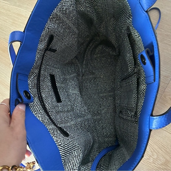 Rebecca Minkoff Bowery leather cobalt Blue Tote Bag with black hardware - Picture 5 of 7